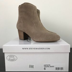 Steve Madden Taupe Suede Booties